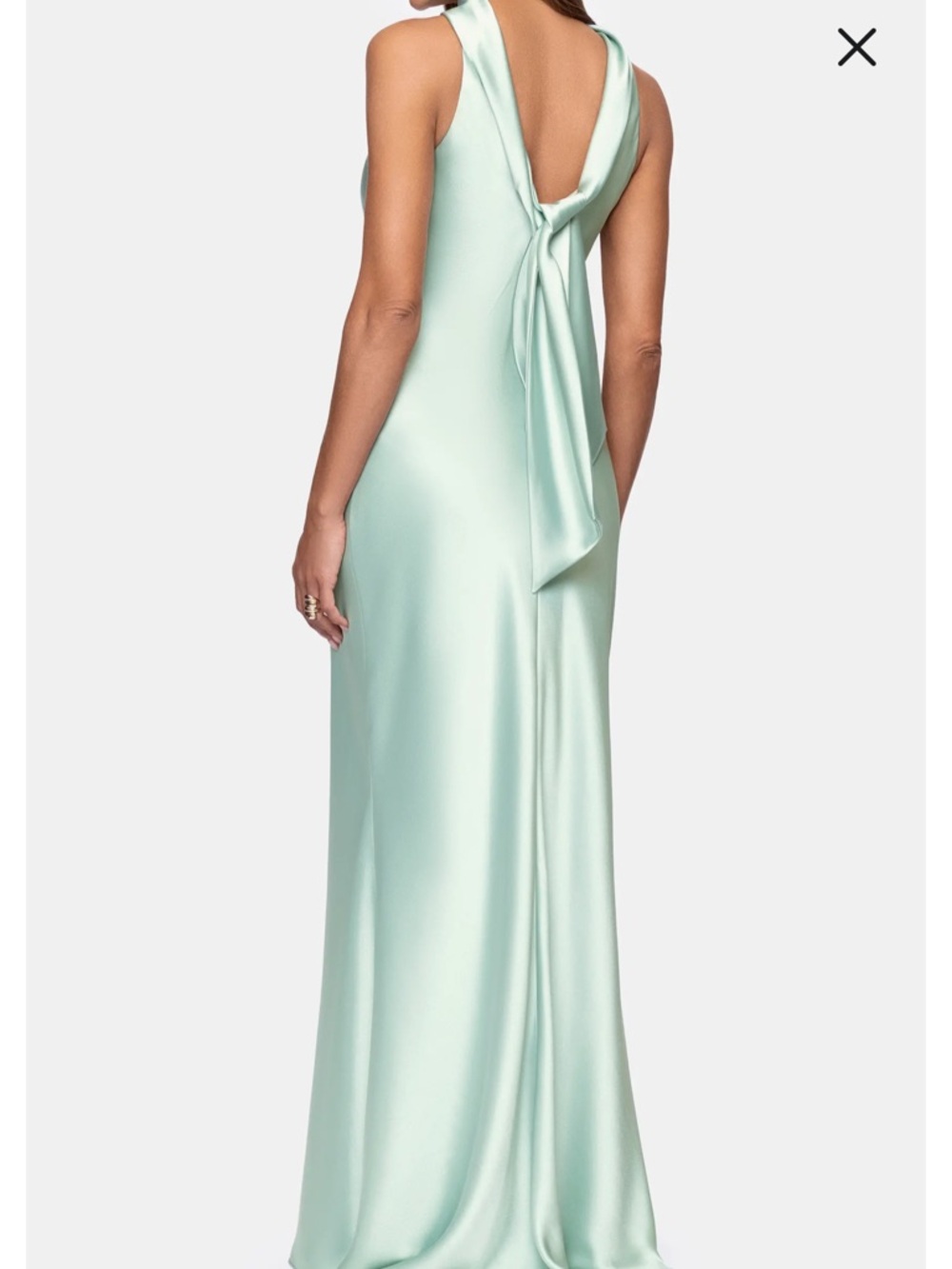 Xscape Mint Satin Halter-Style Wedding Dress - Picture 2 of 5